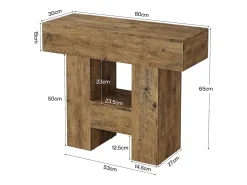 Mesa lateral estrecha, mesa lateral de sofá rústico con estante de almacenamiento de 2 niveles