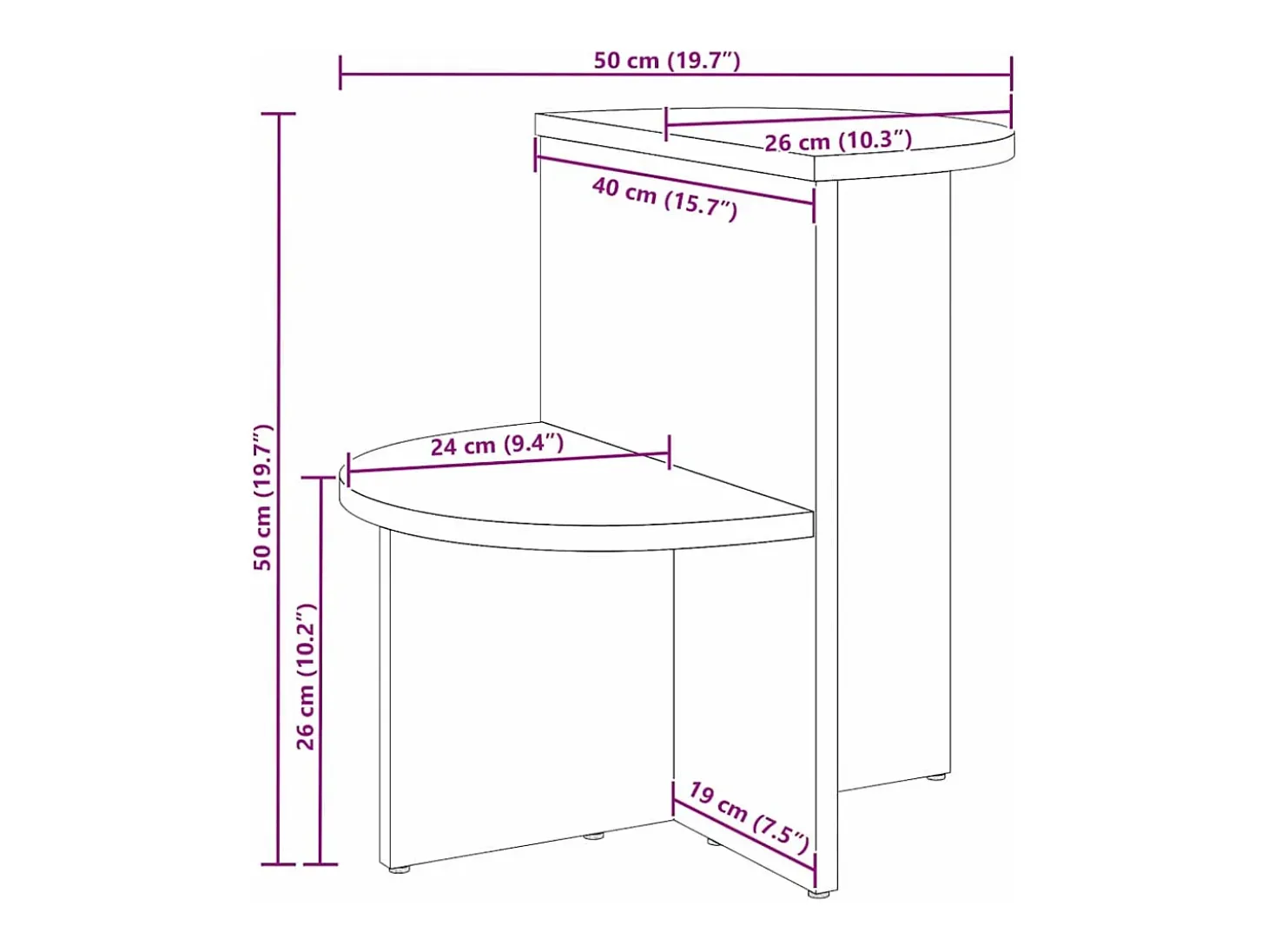 Mesa lateral Marrón cera 50 x 40 x 50 cm Madera maciza de pino