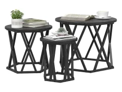 Mesa Lateral Nido 3 piezas Roble negro 53 x 53 x 40 cm
