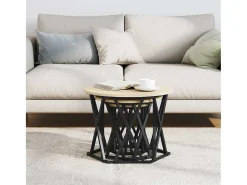 Mesa Lateral Nido 3 piezas Roble Sonoma 53 x 53 x 40 cm
