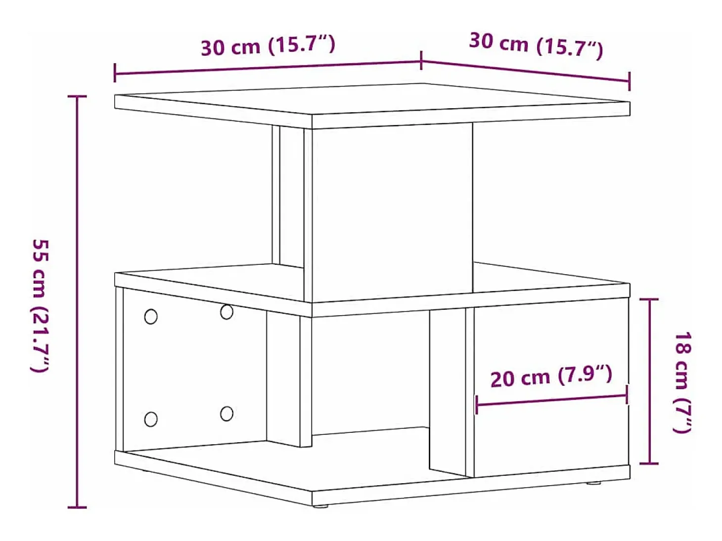 Mesa lateral Roble negro 40 x 40 x 40 cm Madera contrachapada