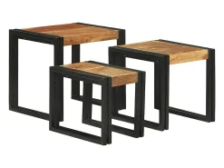 Mesa Nido 3 piezas Madera de acacia maciza y un metal