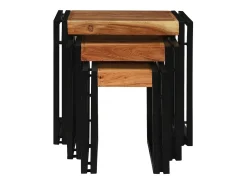 Mesa Nido 3 piezas Madera de acacia maciza y un metal