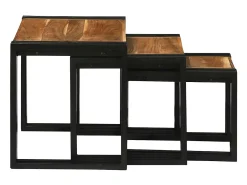 Mesa Nido 3 piezas Madera de acacia maciza y un metal