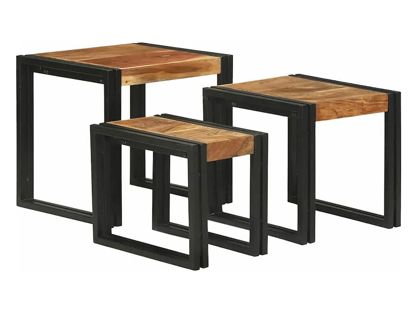Mesa Nido 3 piezas Madera de acacia maciza y un metal