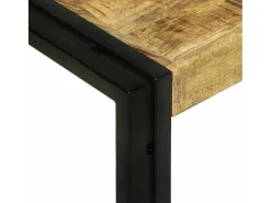 Mesa Nido 3 piezas Marrón y negro Madera maciza de mango rugosa