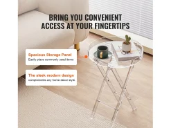 Mesa Plegable SucceBuy en Acrílico con Patas en X, Mesa de Apoyo para Café, Bebidas, Bocadillos en el Salón, la Habitación, la Oficina