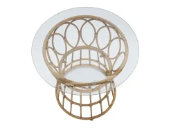 Mesa redonda de ratán con superficie de vidrio 50x50cm Panama Circle