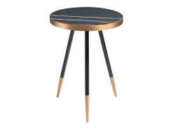 Mesa rincón redonda mármol porcelánico y acero negro 2069 ANGEL CERDA
