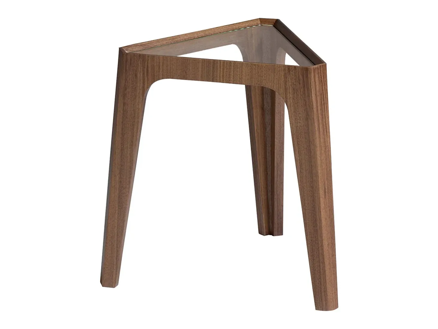 Mesa rincón triangular cristal templado y nogal 2107 ANGEL CERDA