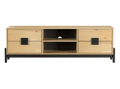 Mesa Television 4 Cajones Con Estanteria De Madera De Pino