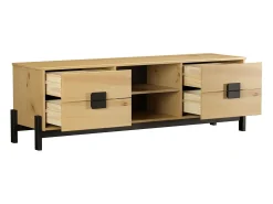 Mesa Television 4 Cajones Con Estanteria De Madera De Pino