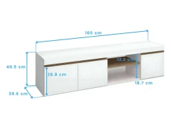 Mesa TV, Blanco Mate y Naturale, Mediano