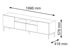 Mesa TV RavennaF 200x42x58 Crema & Negro