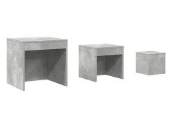 Mesas apilables 3 piezas madera contrachapada gris hormigón
