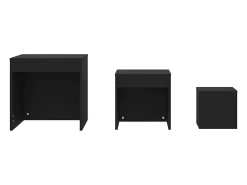 Mesas apilables 3 piezas madera contrachapada negro