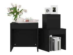 Mesas apilables 3 piezas madera contrachapada negro