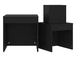 Mesas apilables 3 piezas madera contrachapada negro