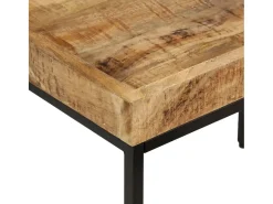 Mesas apilables 3 piezas madera de mango rugosa maciza y hierro