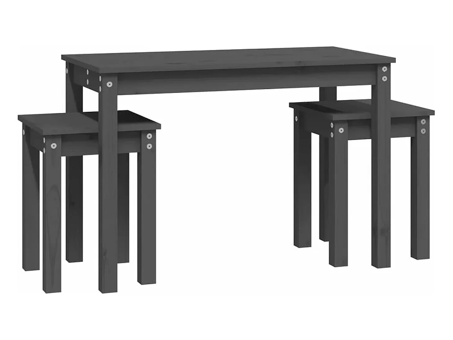 Mesas apilables 3 piezas madera maciza de pino gris