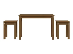Mesas apilables 3 piezas madera maciza de pino marrón miel