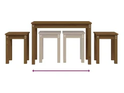Mesas apilables 3 piezas madera maciza de pino marrón miel