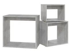 Mesas apilables 3 piezas madera contrachapada gris hormigón