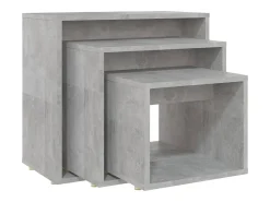 Mesas apilables 3 piezas madera contrachapada gris hormigón