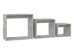 Mesas apilables 3 piezas madera contrachapada gris hormigón