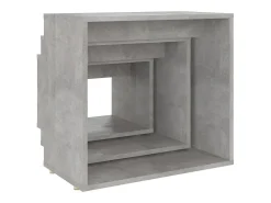 Mesas apilables 3 piezas madera contrachapada gris hormigón