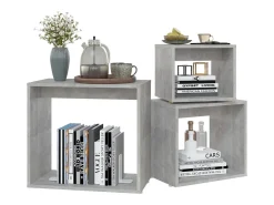 Mesas apilables 3 piezas madera contrachapada gris hormigón