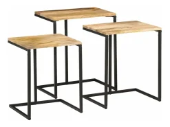 Mesas apilables 3 piezas madera maciza de acacia