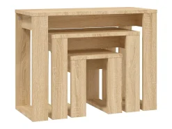 Mesas apilables 3 piezas madera contrachapada color roble Sonoma