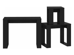 Mesas apilables 3 piezas madera contrachapada negro
