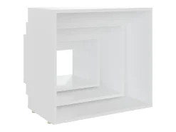 Mesas apilables 3 piezas madera contrachapada blanco