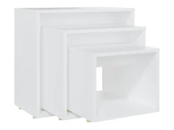Mesas apilables 3 piezas madera contrachapada blanco