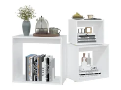 Mesas apilables 3 piezas madera contrachapada blanco