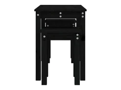 Mesas apilables 3 piezas madera maciza de pino negro