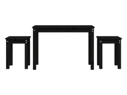 Mesas apilables 3 piezas madera maciza de pino negro
