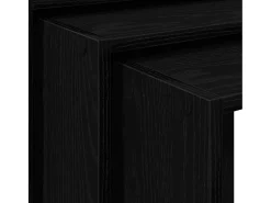 Mesas apilables 3 piezas madera contrachapada negro