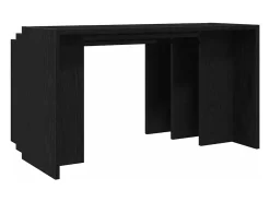 Mesas apilables 3 piezas madera contrachapada negro