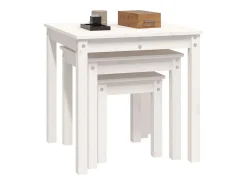 Mesas apilables 3 piezas madera maciza de pino blanco
