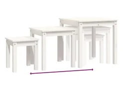 Mesas apilables 3 piezas madera maciza de pino blanco