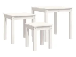 Mesas apilables 3 piezas madera maciza de pino blanco