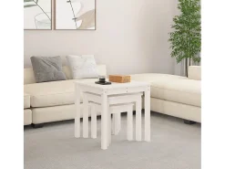 Mesas apilables 3 piezas madera maciza de pino blanco