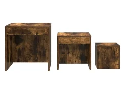 Mesas apilables 3 pzas madera contrachapada roble ahumado