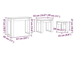 Mesas apilables 3 uds madera de ingeniería madera envejecida