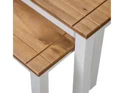 Mesas apilables 2 unidades madera maciza pino Panama Range blanco