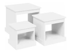 Mesas apilables 3 unidades madera contrachapada blanco