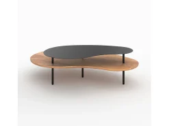 Mesas apilables de madera y metal negro (juego de 2) - Moji